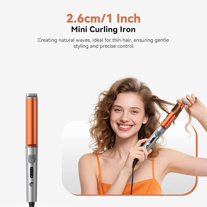Travel Hair Dryer Brush Styling Set,Double Voltage 100–240V 4-in-1 Hot Air Brush,1 Inch Curling Iron & Mini Flat Iron Straightener,Travel Kit,for Drying, Straightening, Curling & Volumizing for Women