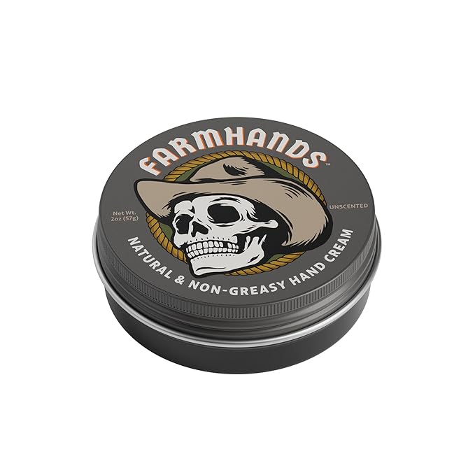 Farmhands Natural & Non-Greasy Hand Cream for Dry, Cracked Hands - No Added Fragrance, Fast-Absorbing with Clean & Organic Ingredients, Non-GMO - Repairing Skincare - Whipped - 2oz Tin