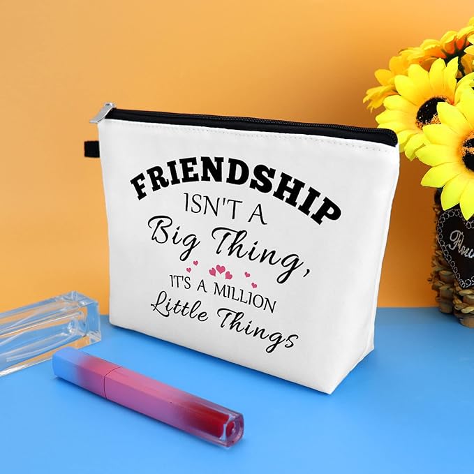 Friends Friendship Gifts for Women Makeup Bag Best Friend Birthday Gifts Cosmetic Bag Sister Gift from Sister Christmas Graduation Wedding Gift for Friend BFF Female Bestie Travel Toiletry Bags