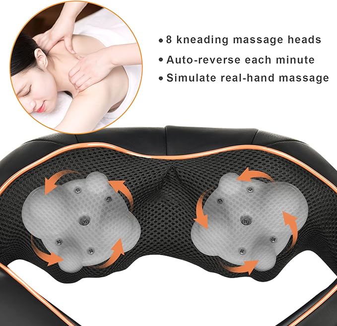 TRIDUCNA Neck Back Massager with Heat, Shiatsu Electric Deep Tissue with 3D Kneading Massage, 3 Intensity Levels, Muscle Pain Relief for Back,Neck,Shoulder,Legs, Gifts for Her/Him/Friend/Mom/Dad