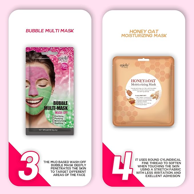 Epielle Best of K-Beauty Kit, 6 Home Spa Essentials, At-Home Spa Kit for Radiant Skin, Self Care Gifts for Women, Korean Skin Care Set, Stocking Stuffers (Pack of 2)
