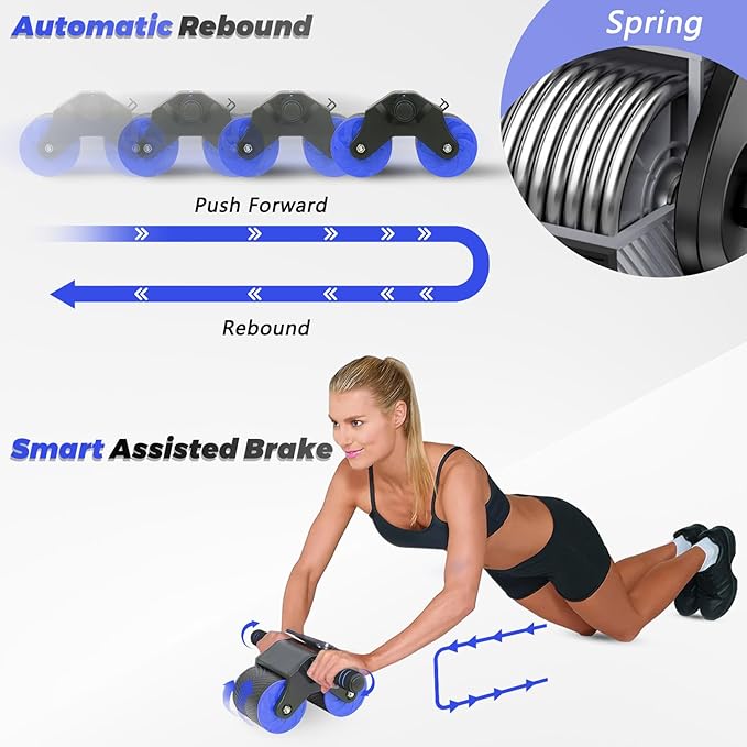 Automatic Rebound Abdominal Wheel Workout,2 Wheels