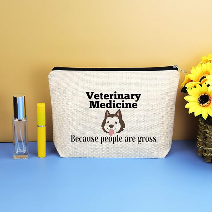 Veterinarian Appreciation Vet Tech Cosmetic Bag Funny Sarcasm Animal Rescue Veterinary Medicine Graduation Gift Makeup Bag for Thanksgiving Christmas