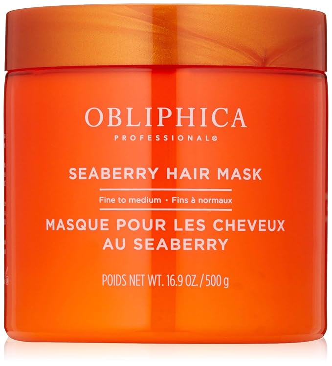 Obliphica Seaberry Hair Mask - Deep Conditioning Hydrating Treatment for Dry and Damaged Hair - Fine, Frizzy, and Color-Treated Hair - 16.9 Ounces (Pack of 1)