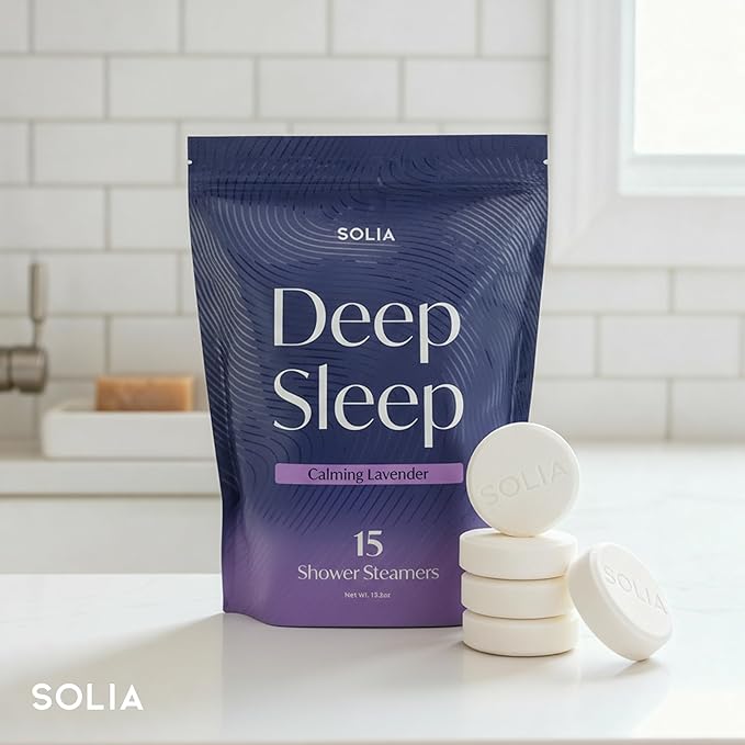 Solia Lavender Shower Steamers Aromatherapy 15-Pack - Patent-Pending Calm Shower Steamers Lavender Bombs, Relaxing Steam Tablets, Selfcare Gifts for Women, Relaxing Bath Gifts
