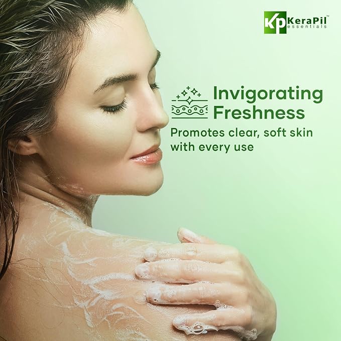KERAPIL Exfoliating Body Wash with Salicylic Acid - No Dry Out, Gentle Exfoliates Rough and Bumpy Skin, Body Acne Wash, BHA & AHA - Cucumber and Mint Salicylic Acid Body Wash - (16 fl oz x 2)