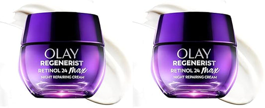 Olay Retinol Night Cream for Women, MAX, Anti-Aging Face Mousturizer, Fragrance-Free, Non Greasy Anti-Wrinkle, Smooth Fine Lines, Hydrating Skin Triple Collagen Cream, Niacinamide, 1.7oz (Pack of 2)