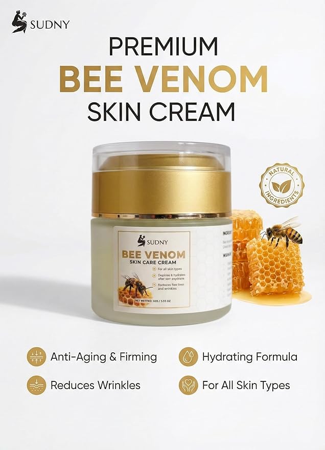 SUDNY Natural Bee Venom Cream | Advanced Bee Venom Moisturizer with Manuka Honey | Exfoliating Face Cream with Salicylic Acid to Clear Pores, Hydrate & Firm Skin | Day & Night Anti-Wrinkle Lotion