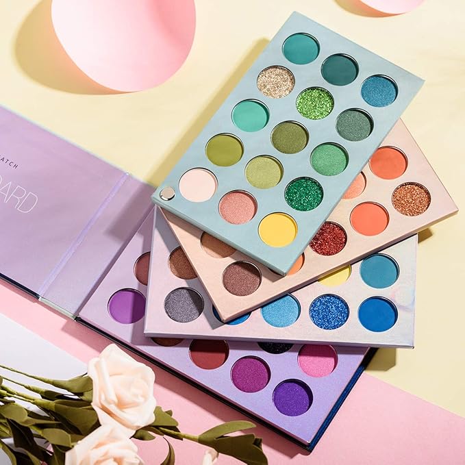 BestLand 60 Colors Eyeshadow Palette, 4 in1 Color Board Makeup Palette Set Highly Pigmented Glitter Metallic Matte Shimmer Natural Ultra Eye Shadow Powder Easy to Blend