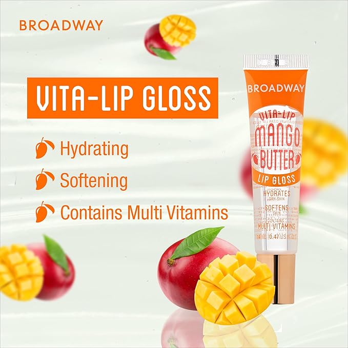 Ruby Kisses Broadway Vita-Lip Clear Lip Gloss (5 Pack Mint, Rosehip, Coconut, Argan Oil, Mango Butter), Ultra-Hydrating & Soothing Formula with Vitamin Oils, High-Shine Non-Sticky Finish Lip Balm