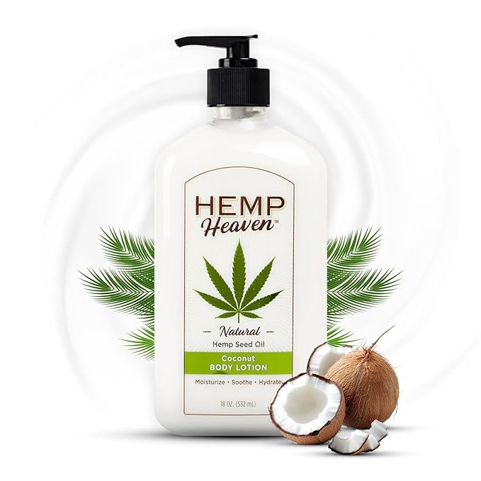 Hemp Heaven Hemp Lotion - Lotion Coconut Bliss Scent - Natural Hemp Seed Oil, Paraben-Free, 18 oz, Made in USA, Nourishing for Men & Women, EWG Verified, Anti-Aging