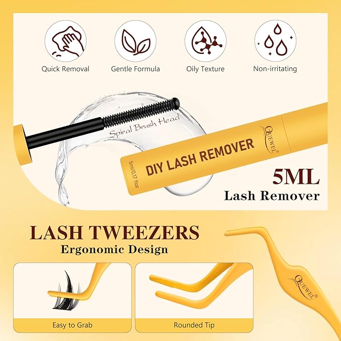 QUEWEL Fairy-Lash Clusters Kit, 140pcs Manga-Eyelash Clusters Kit Mix10-18mm Cluster Eyelash Extensions Kit With Lash Bond and Seal, Lash Tweezers and Remover for DIY Natural Lashes(FD-XYT 4 Set)
