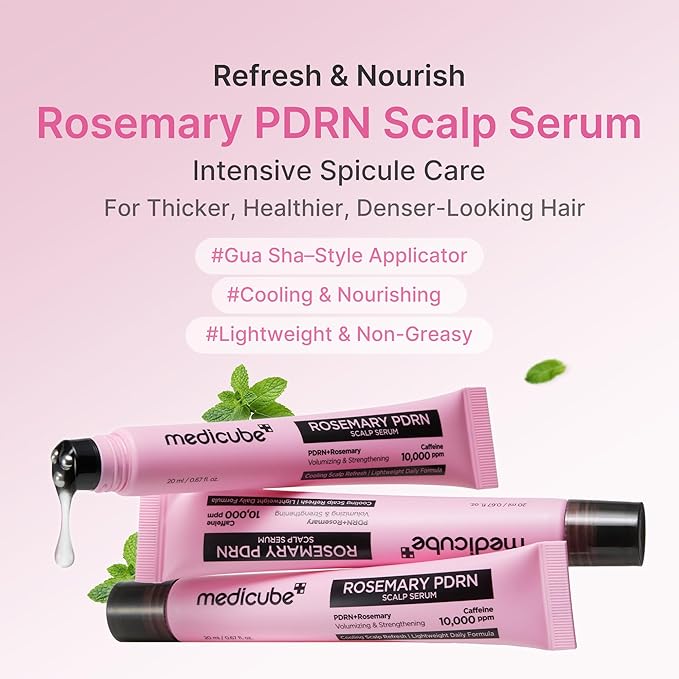 medicube Rosemary PDRN Scalp Refresh & Nourish Serum | Non-Greasy, Lightweight Serum for Thicker, Fuller, Denser-Looking Hair | Scalp Treatment for Flake-Prone Scalp, Soothing | Korean Hair Care, 20ml