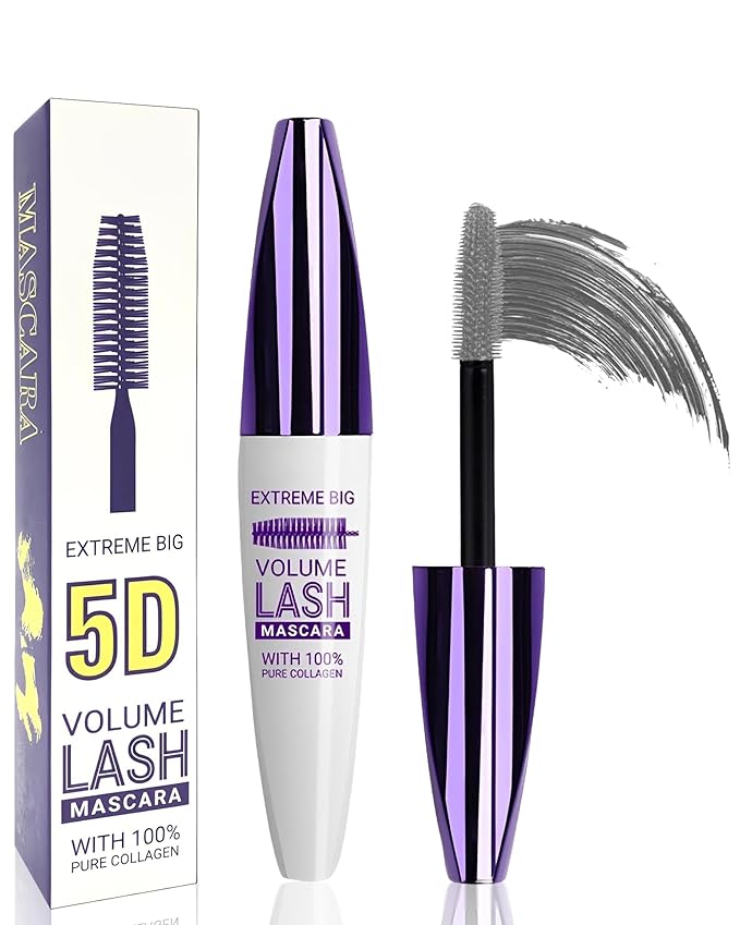 5D Grey Mascara for Eyelashes-1Pcs Longlasting Waterproof Smudge-Proof Colored Cold Gray Mascara Volume and Length, Volumizing Defining Eye Lashes, Women’s Day Eye Makeup Gift for Older Women 60 plus