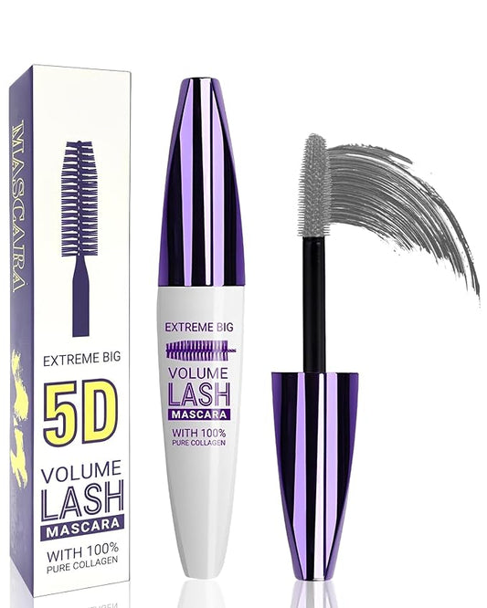 5D Grey Mascara for Eyelashes-1Pcs Longlasting Waterproof Smudge-Proof Colored Cold Gray Mascara Volume and Length, Volumizing Defining Eye Lashes, Women’s Day Eye Makeup Gift for Older Women 60 plus