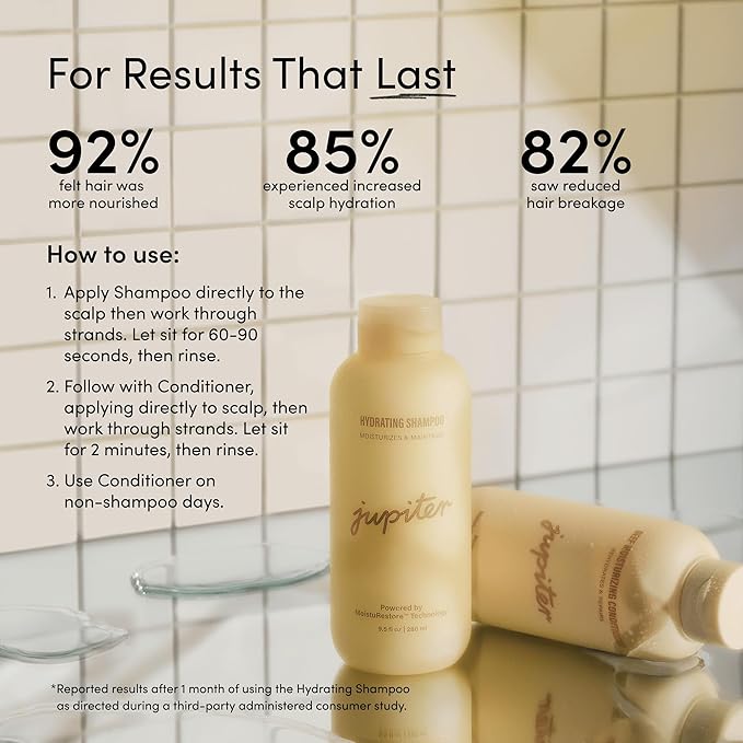 Jupiter Hydrating Shampoo and Conditioner Set – Moisturizing, Nourishing, and Strengthening Hair Care – Daily Scalp & Hair Hydration – Color-Safe, Sulfate-Free, Paraben-Free, 9.5 fl. oz. each