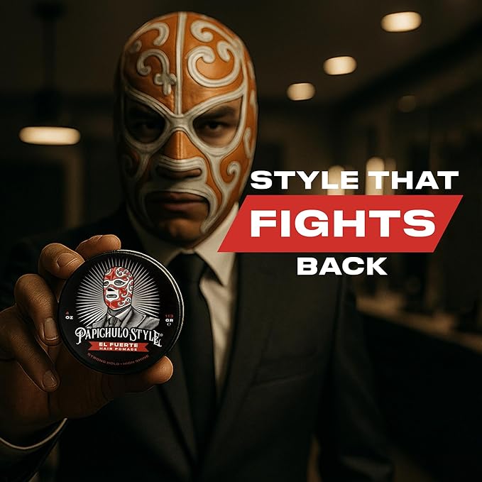 Papichulo Style Deluxe Pomade “El Fuerte” – Strong Hold, High Shine, Adds Volume – Water-Based, Flake-Free, Easy Washout, Paraben-Free – Made in USA - 4 oz