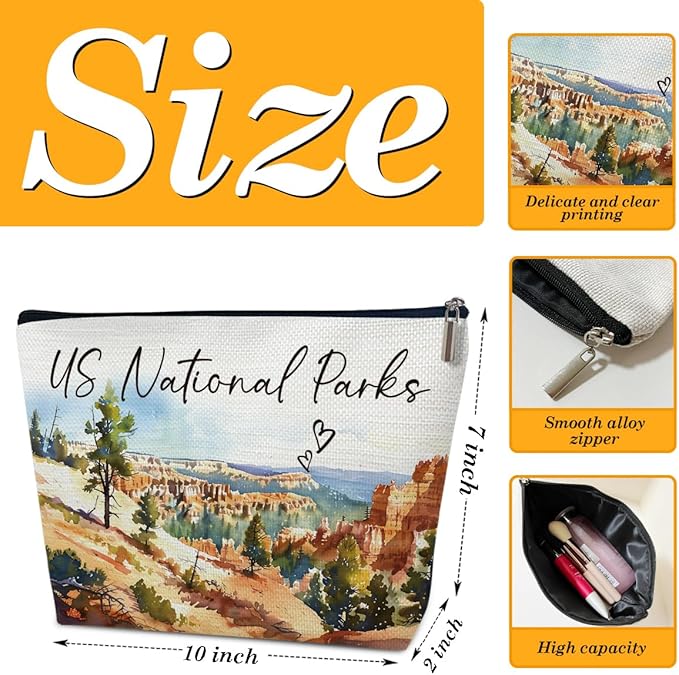 Ythuil City Travel Gift Makeup Bag, Watercolor Cosmetic Bag for Purse, US National Parks Souvenir, Trip Favors for Traveller US National Parks Lovers, City Themed Organizer