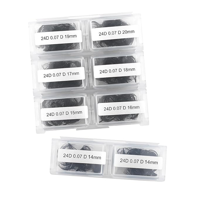 FADLASH Volume Lash Extensions 600pcs 24D Premade Fans Eyelash Extensions D Curl Pointy Base Pre Made Fans Lash Extension Mixed Tray Eyelash Extension Premade Fans (24D-0.07D-14-20mm), Black