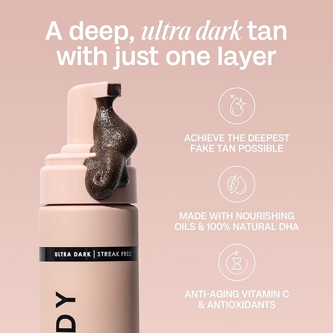 Bali Body Ultra Dark Self-Tanning Mousse + Mitt Bundle | Deep Looking Perfect Bronzed Shade | Streak-Free Green Based Tinted Self-Tanner + Reusable Stain-Free Tan Applicator | Vegan, Cruelty Free