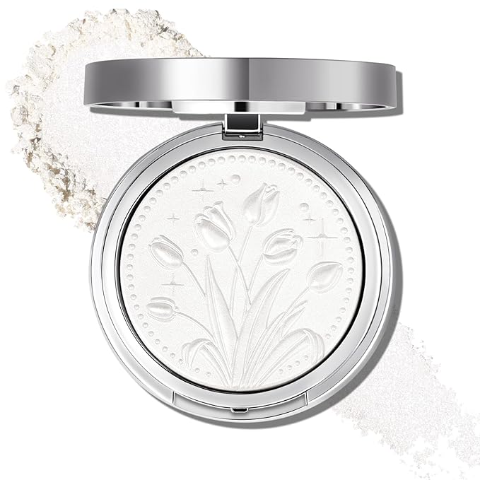 UCANBE Sparkle Bomb Baked Highlighter, Powder Highlighter Makeup, High Glossy Illuminator Palette for Face & Body, Weightless and Buildable (02 Moonlight)