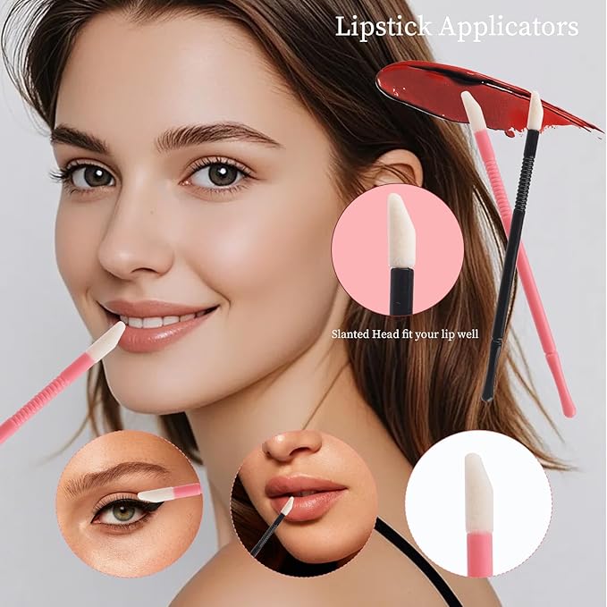 100 Pieces Disposable Lip Brushes Premium Lipstick Gloss Wands Applicator Makeup Tool Kits (Mixed 2 color)