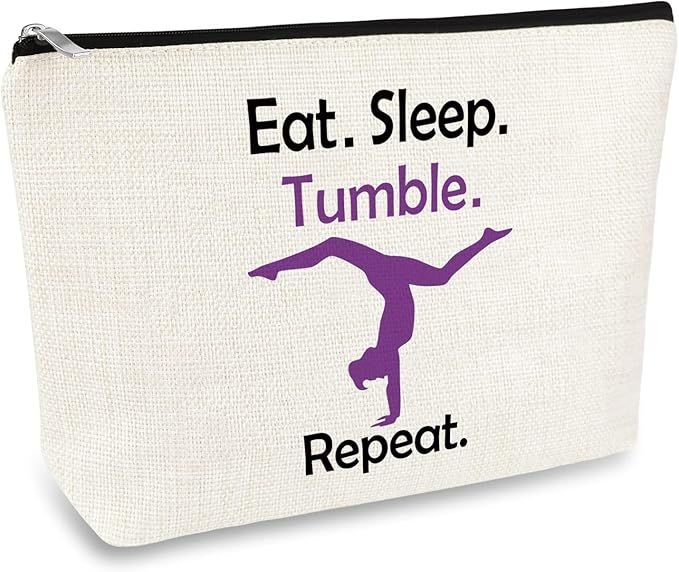Gymnastics Team Gifts Makeup Bag Gymnastics Lover Gift Inspirational Gift for Gymnast Gymnast Quote Encouragement Gift for Women Girls Gymnastic Coach Birthday Gifts Cosmetic Bag Makeup Pouch