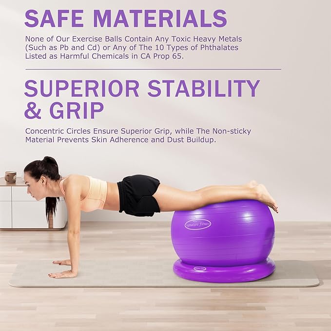 Fitvids Anti-Burst and Slip Resistant Exercise Yoga Fitness Birthing Ball with Quick Pump, 2,000-Pound Capacity, Multiple Colors and Sizes