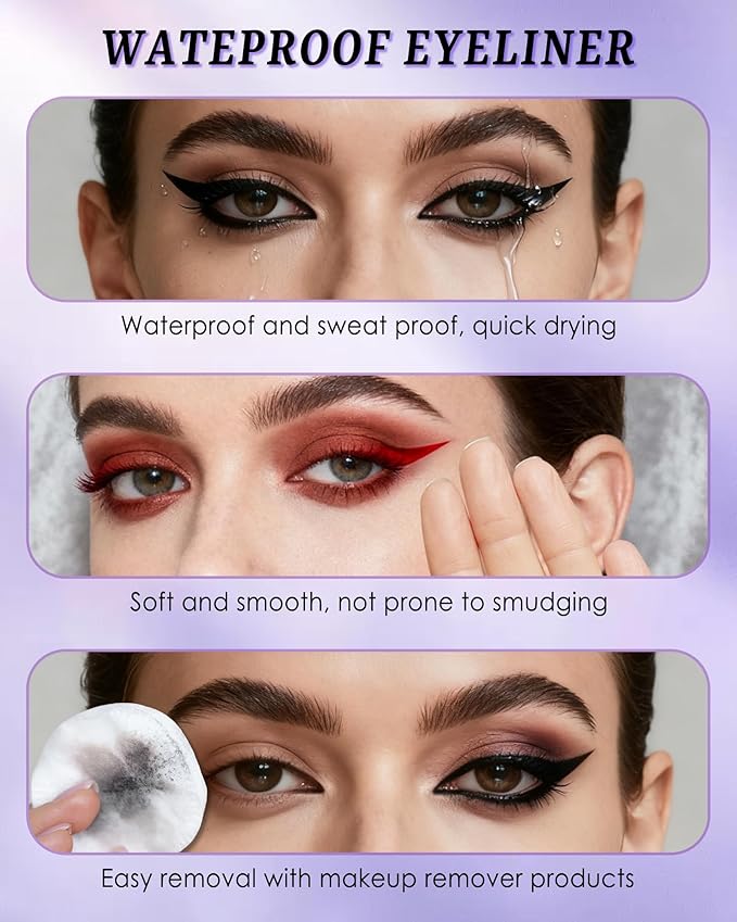 Liquid Eyeliner Pencil, Burgundy Waterproof Long Lasting Colored Eye liner Pen with Precision Tip, Matte Colorful Smudgeproof High Pigment Eyeliner Pen,Christmas Party Eye Makeup Gift for Women-08