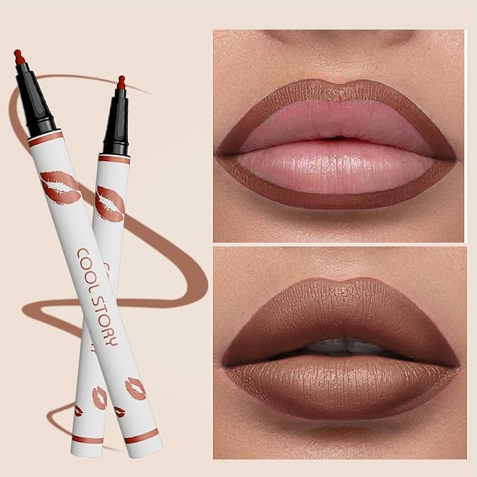 COOL STORY Matte Lip Liner Pencil - Waterproof, Non-Fading, Long-Lasting Plump Effect for Fuller Lips Makeup, Soft & Smooth Texture Easy Glide Lipstick (12#, Pack of 1)