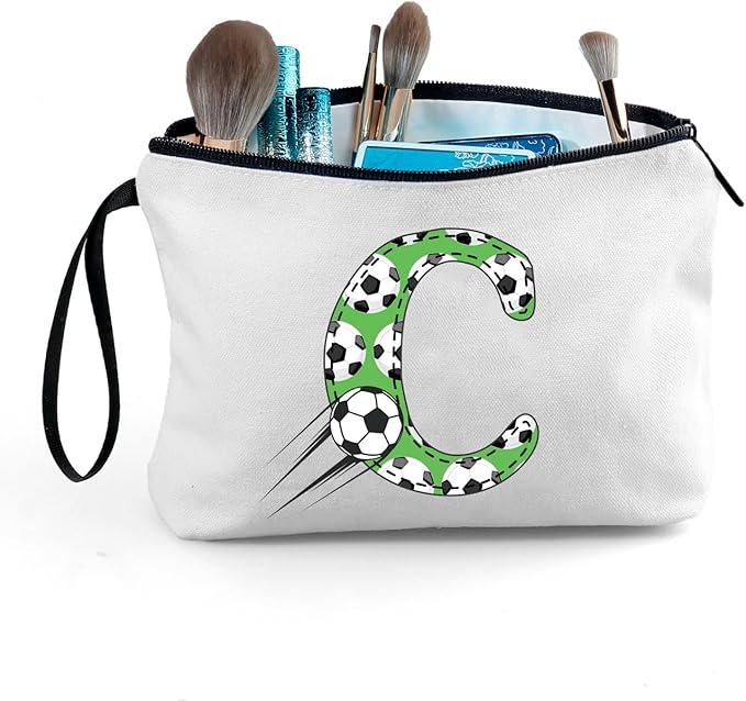 ARIOSEY Soccer Gifts Personalized Soccer Ball Cosmetic Bag for Purse Birthday Inspirational Gifts for Girls Women Team Coach Mom Stuff Travel Organizer-C