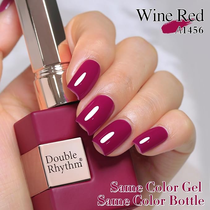 Double Rhythm 15ML Gel Polish Pure Sheer Same Color Same Bottle Soak Off Gel Polish Art Manicure Salon DIY at Home for Women (Wine Red-A1456)