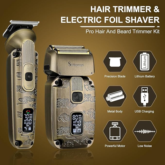 Foil Shavers for Men Beard Trimmer Electric Razor for Men Bald Head Hair Shaving Kit Cordless Waterproof