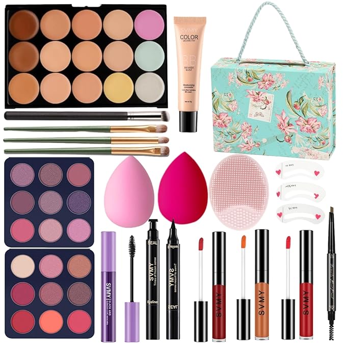 Makeup Kit for Teens Set For Women Makeup Kits Valentine's Day Makeup Sets Gift For Teens Girls Gift Travel Makeup Set Eyeshadow Palette Foundation Concealer Lipgloss