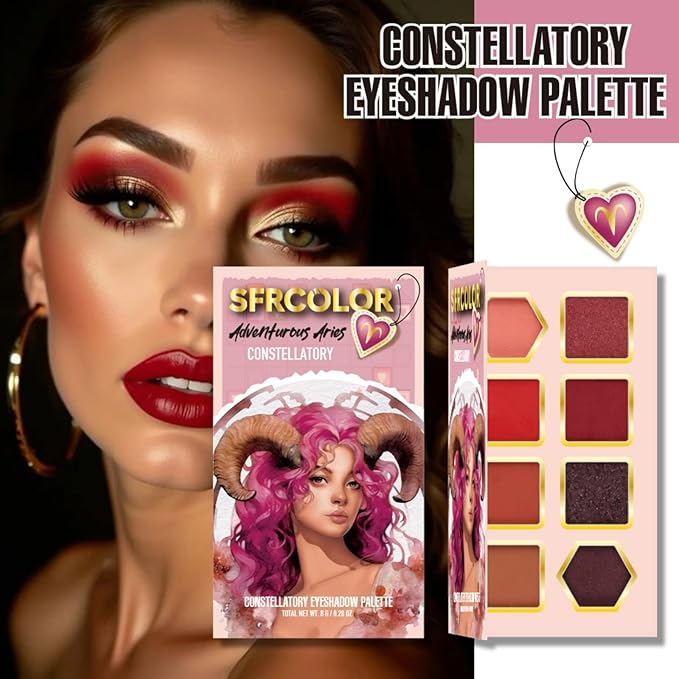 12-Color Zodiac Eyeshadow Palette, Matte Metallic Shimmer Pressed Pigments, Highly Pigmented Makeup Palette for Professional & Daily Eye Makeup (8282 Aries)