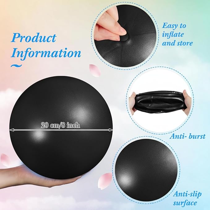 Aoriher 10 Pcs Small Exercise Pilates Ball 9 Inch Mini Yoga Balls Anti Burst and Slip for Stability, Fitness, Physical Therapy, Stretching & Core Strength Workout at Home Gym Office