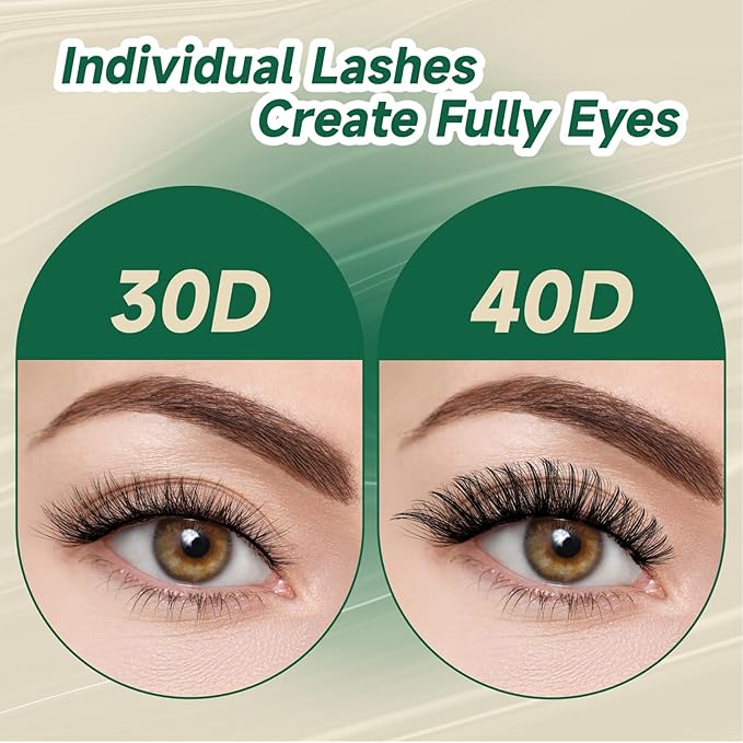 KEYYOU Lash Clusters Individual Lashes 280pcs D Curl Eyelash Extension for DIY at Home(30D40D-0.07D-9-16MIX)