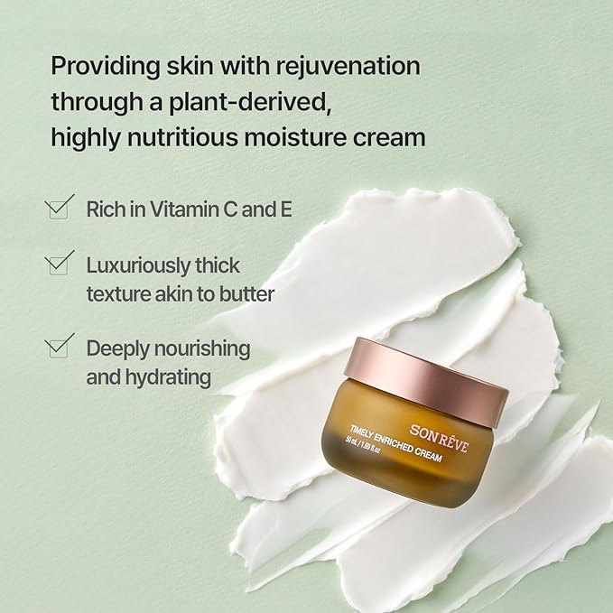 Moisturizing Face Cream with Ceramide – SONREVE Timely Enriched Cream – Anti-Aging, Botanical, Long-Lasting Hydration for dry,sensitve skin,50ml, 1.69 fl oz Korean skincare