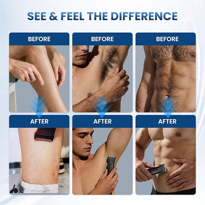 Manscape Body Hair Trimmer for Men - 3-in-1 Electric Shaver, IPX6 Waterproof Wet/Dry Groomer Kit for Chest, Underarms, Pubic & Legs, with USB Recharge Razor