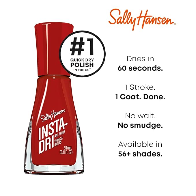 Sally Hansen Insta-Dri Nail Polish | Quick Dry, Long Lasting, Streak-Free Shine |Opaque, Glossy | 390 That's A-Blazing! | Fiery Orange-Red Nail Color