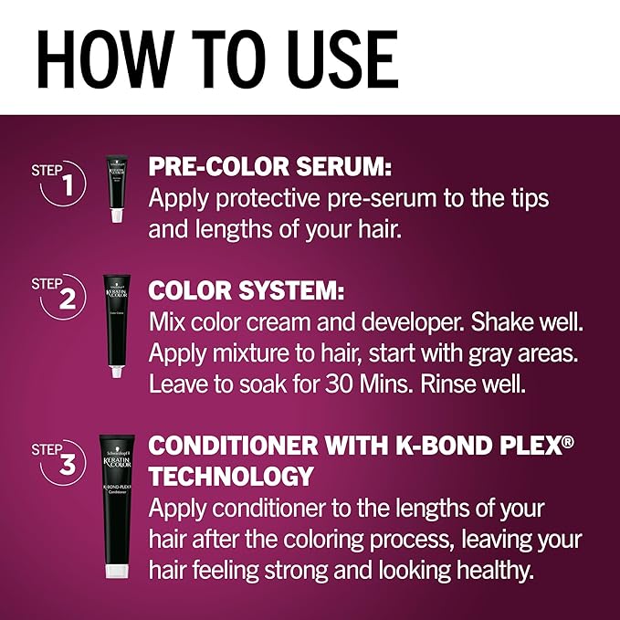 Schwarzkopf Keratin Permanent Hair Dye Cream, 6.64 Champagne Brown, Professional Quality Color for Up to 100% Gray Coverage, Bond Enforcing System