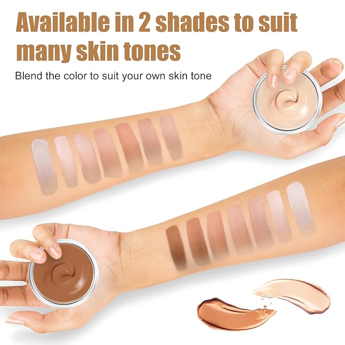 Tattoo Cover Up, 2 Colors Waterproof & Sweatproof Tattoo Cover Up Makeup, Long Lasting and Invisible Body Makeup Suitable for Vitiligo, Dark Spots, Scars-Natural