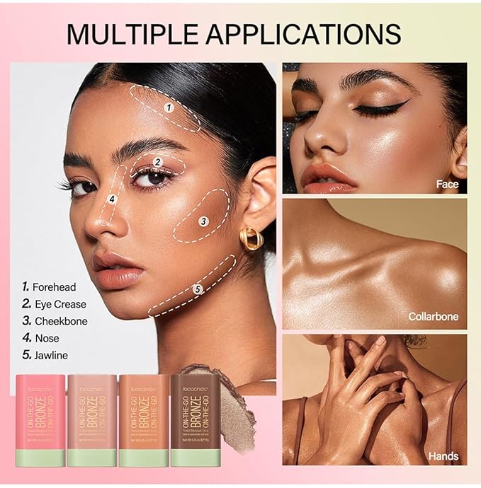 Cream Contour Stick,Bronzer Contouring Stick Facial Cream Highlight 02-Soft Glow