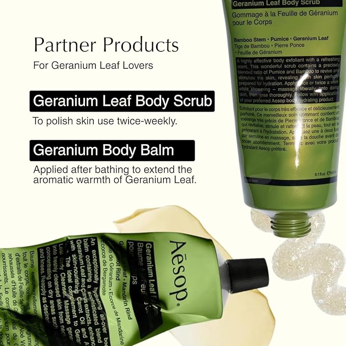 Aesop Geranium Leaf Body Cleanser | Gentle Shower Gel with Geranium, Mandarin and Bergamot Essential Oil Blend to Refresh & Balance Skin | 500 mL / 16.9 oz (Pack of 3)