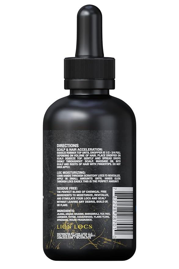 Lion Hair Growth Oil and Scalp Relaxer | Light Styling for Dreadlocks, Braidlocks, Braids, Faux Locs, Crochet Locs, Boho Locs, or Sisterlocks (4oz)