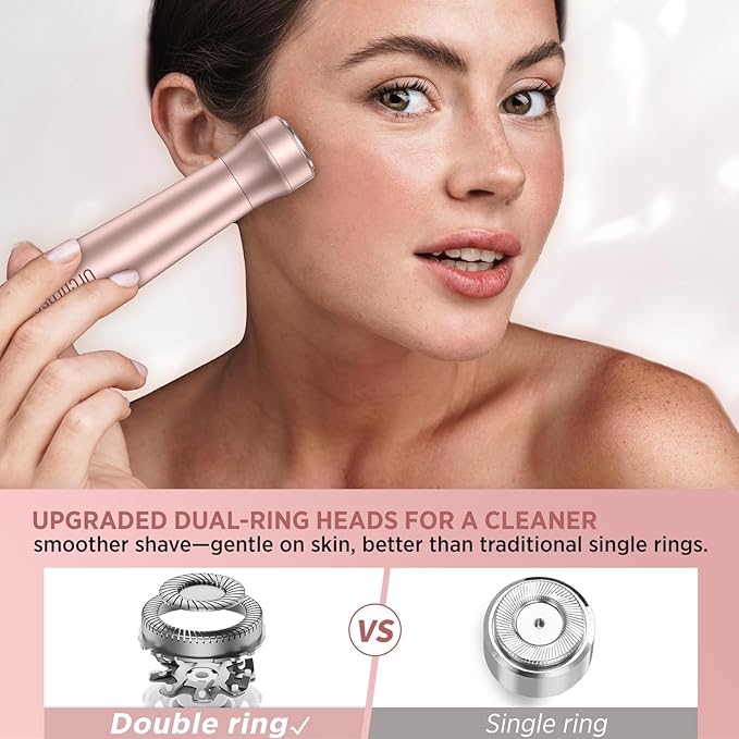 Electric Razor for Women Body: Rechargeable Painless Electric Shaver for Bikini Face Body Legs Underarms (Rose Gold)