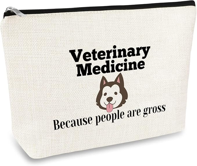 Veterinarian Appreciation Vet Tech Cosmetic Bag Funny Sarcasm Animal Rescue Veterinary Medicine Graduation Gift Makeup Bag for Thanksgiving Christmas