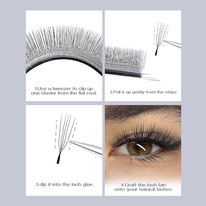 DeceMars 5D U Shaped Eyelash Extensions Easy Fan Russian Volume Crisscross Eyelashes W Lashes Natural Soft Handwoven False Eye Lashes Mesh Wispy Clusters (Matte Black-0.07mm-L+, 10mm)