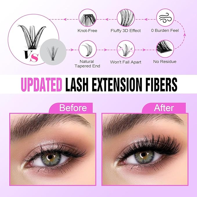 Lash Extension Kit DIY 280pcs Lash Clusters Eyelash Extension Kit, Lash Bond and Seal Lash Tweezers for Self Use 9-16mm Mix，30D 40D Curl Individual Lashes Kit (30D&40D-0.07D-9-16MIX KIT)