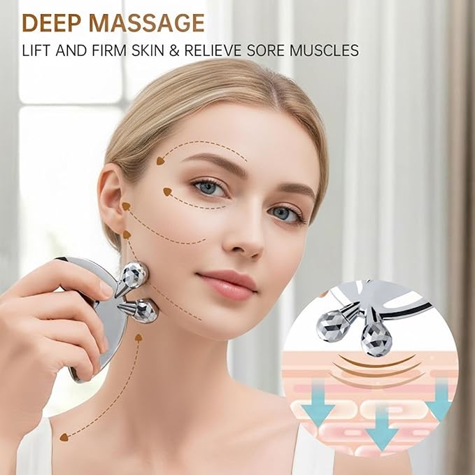 ANPODE Stainless Steel Gua Sha Facial Tools,3D Butterfly Facial Roller for Women,2-in-1 Guasha Tool for Face Eye Skin Tightening,Body Gua Sha Tool for Lymphatic Drainage&Acupressure,TMJ Relief Tool